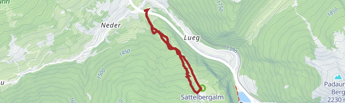 Route map: Sattelbergalm über den Wassersteig
